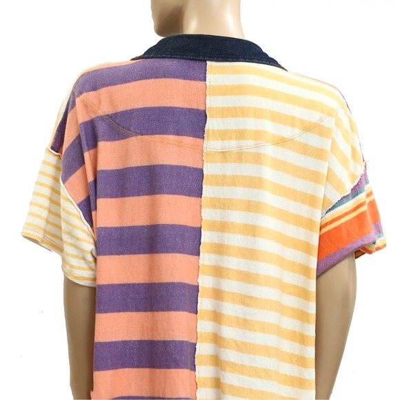 Free People Charlie Tee Tunic Mini Dress Striped Printed Oversized S New 282900 - Picture 8 of 9